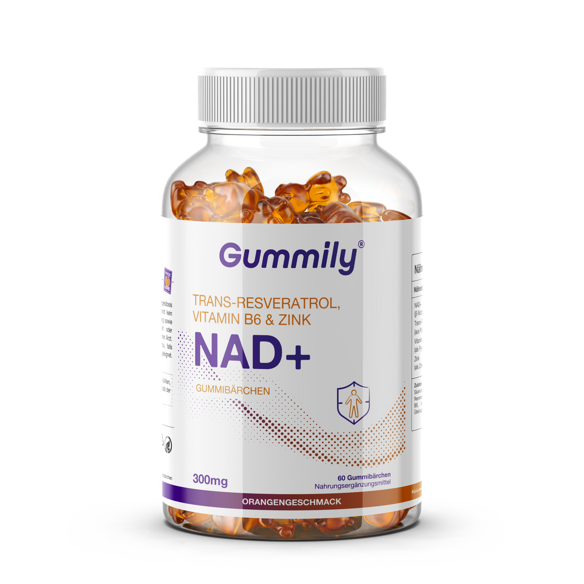 NAD+ Gummis mit Trans-Resveratrol, Vitamin B6 & Zink – Orange