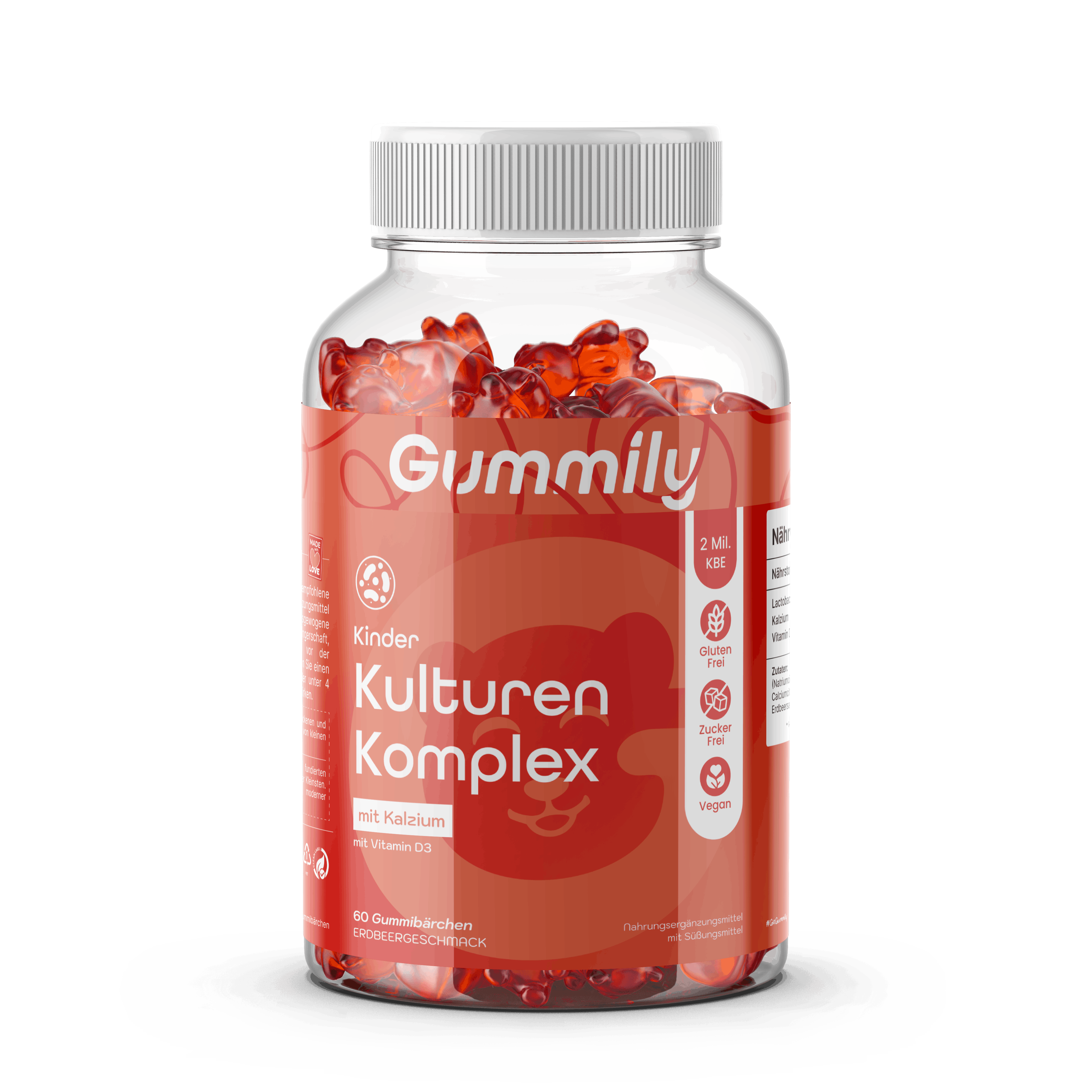 Bakterienkulturgummis für Kinder mit Kalzium & Vitamin D – Erdbeere