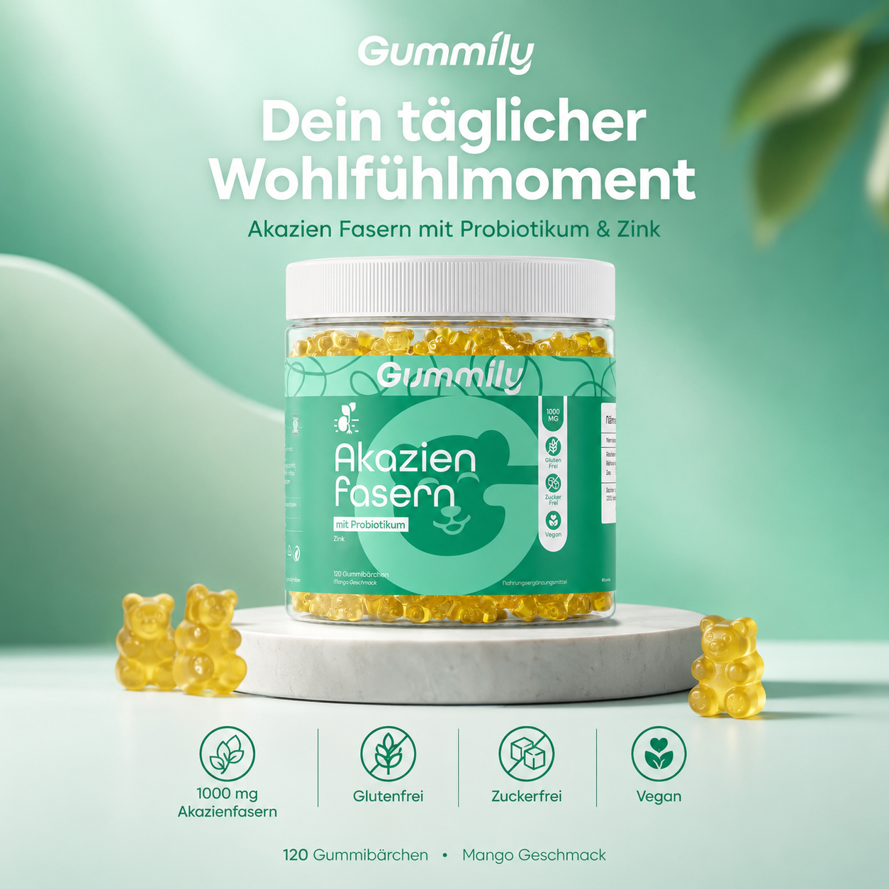 Acacia Fiber & Zinc Gummies Gummy Soft Chews - Dietary Supplement Close-Up