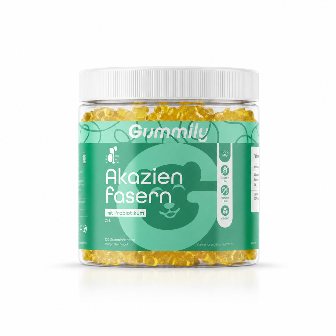 Acacia Fiber & Zinc Gummies Premium Supplement Bottle - Clean Front Product View