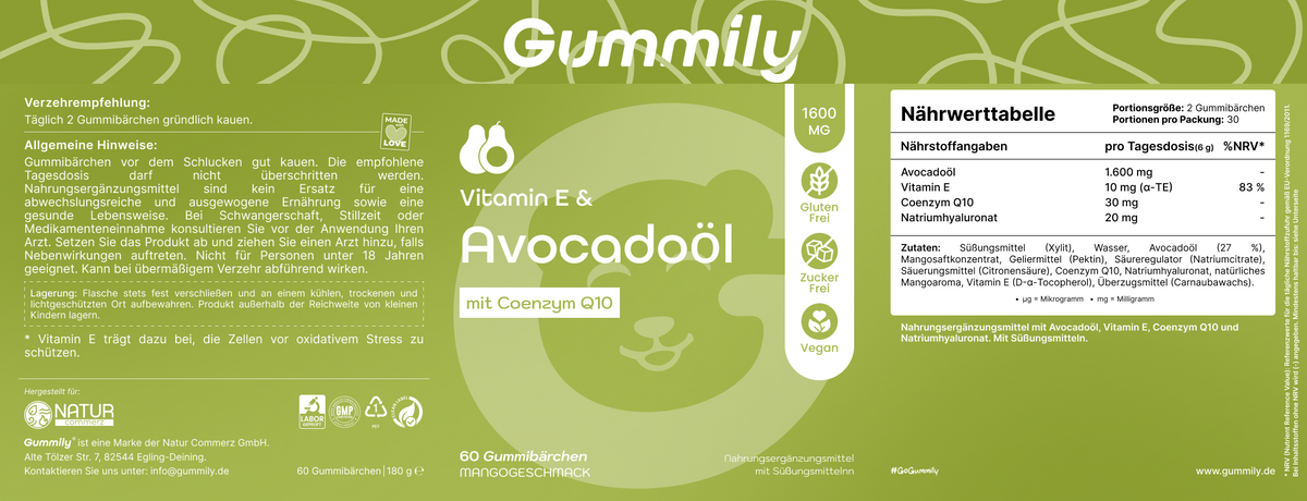 Avocadoöl- & Vitamin-E-Gummis mit Coenzym Q10