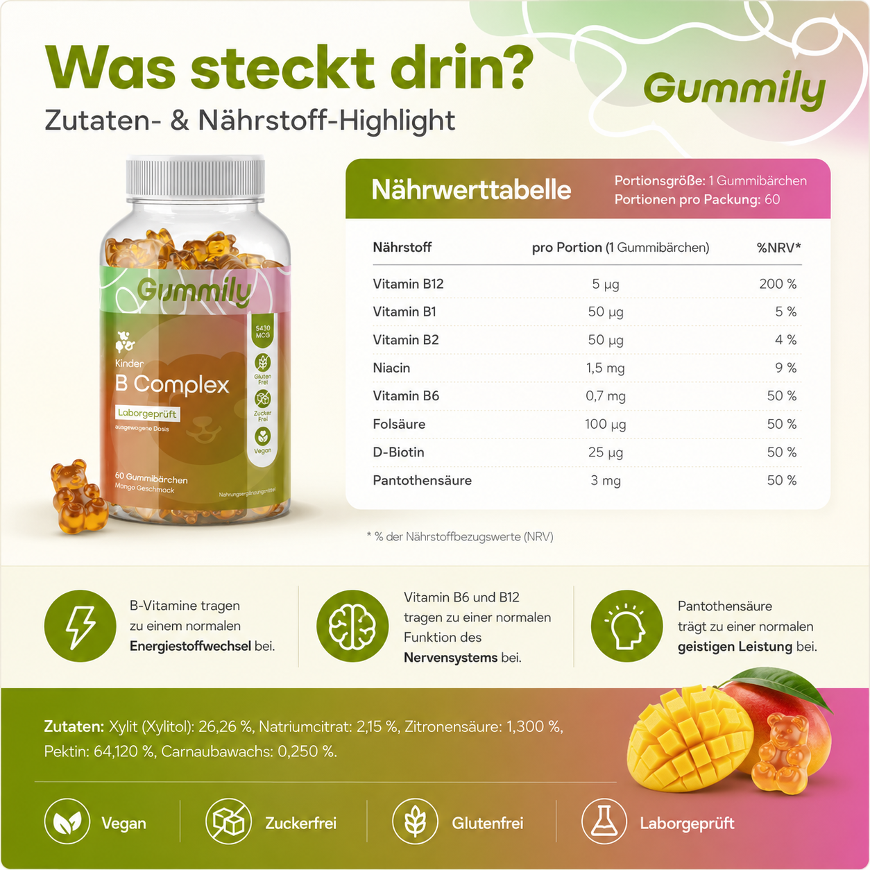 Kinder B-Komplex Gummibärchen