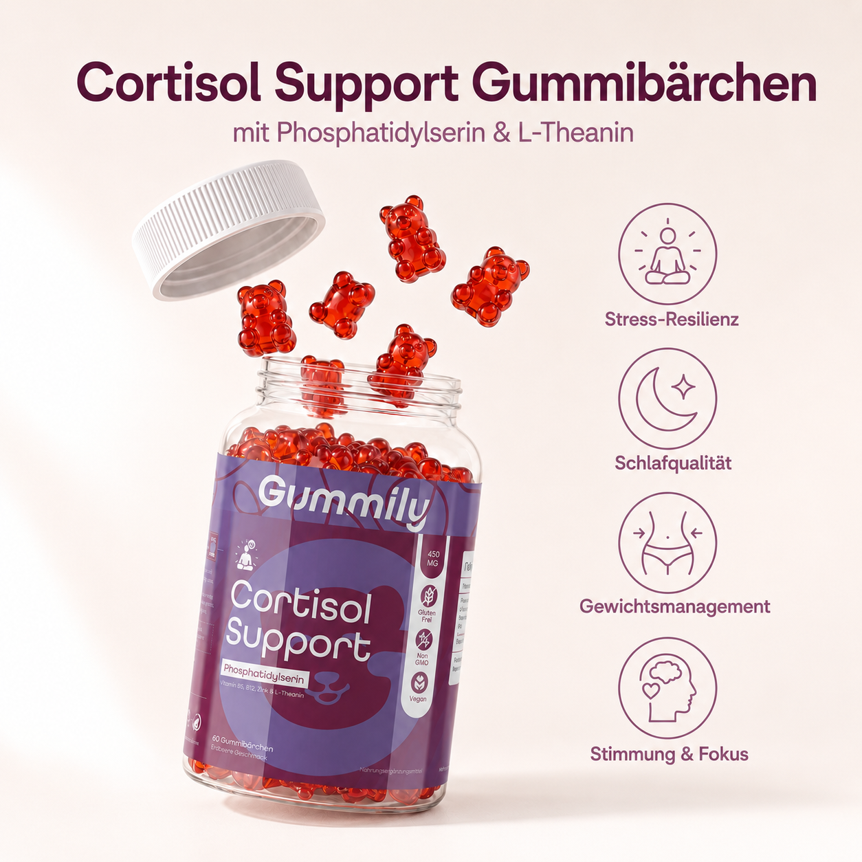Fokus Gummibärchen mit Vitamin B5, B12 & Zink – Inhaltsstoffe