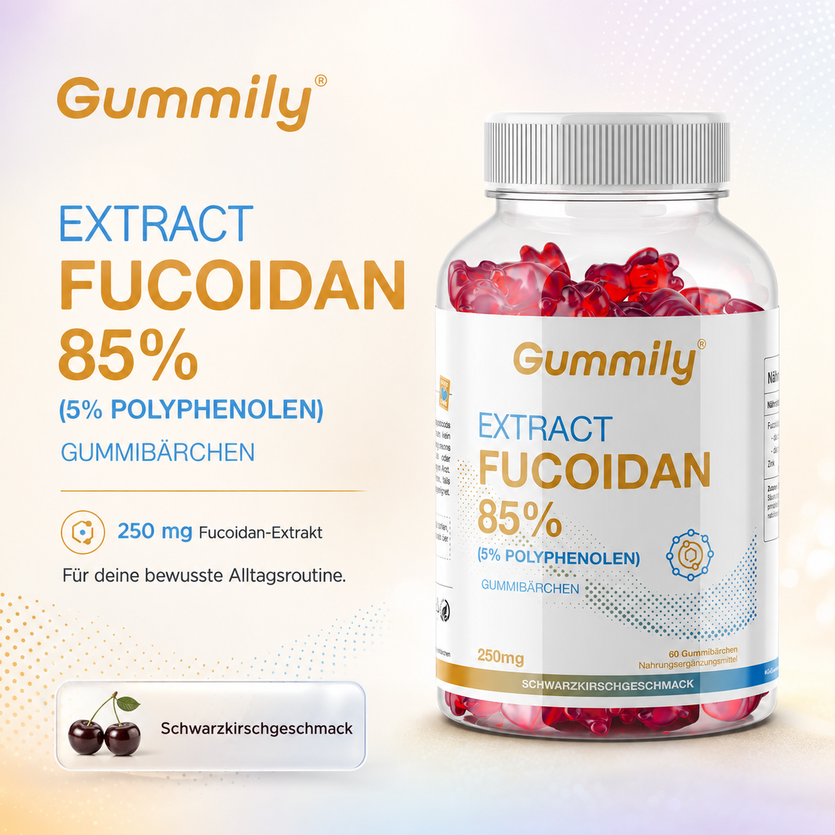 Fucoidan Gummibärchen mit Braunalgenextrakt & Zink – Schwarze Kirsche