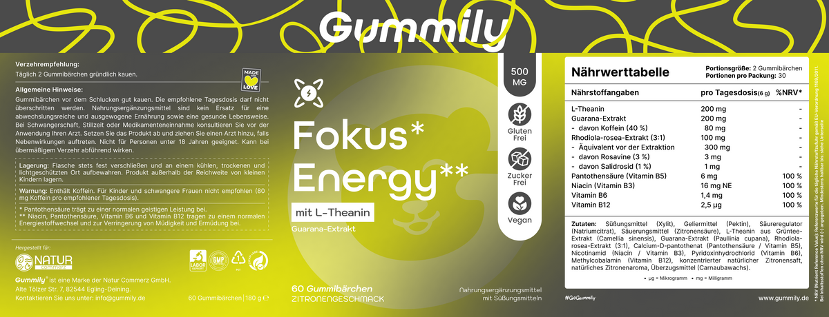 Focus* Energy** Gummies with L-Theanine & Guarana Extract