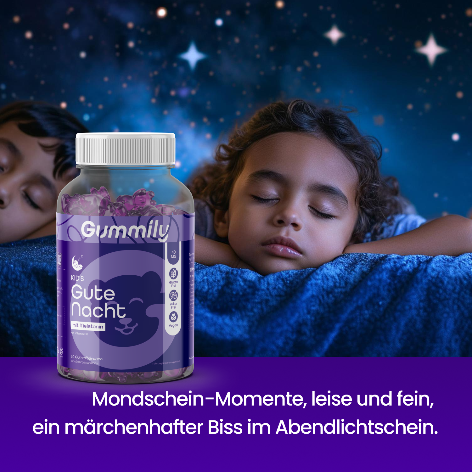 Melatonin-Gummibärchen für Kinder zum Einschlafen