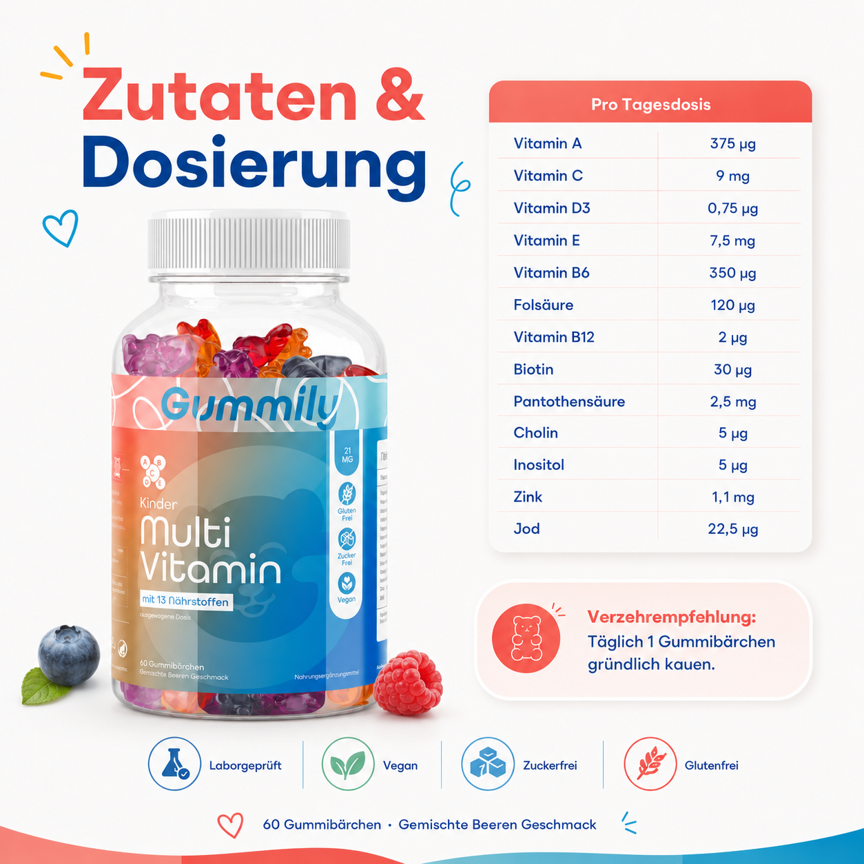 Multivitamin-Fruchtgummis für Kinder