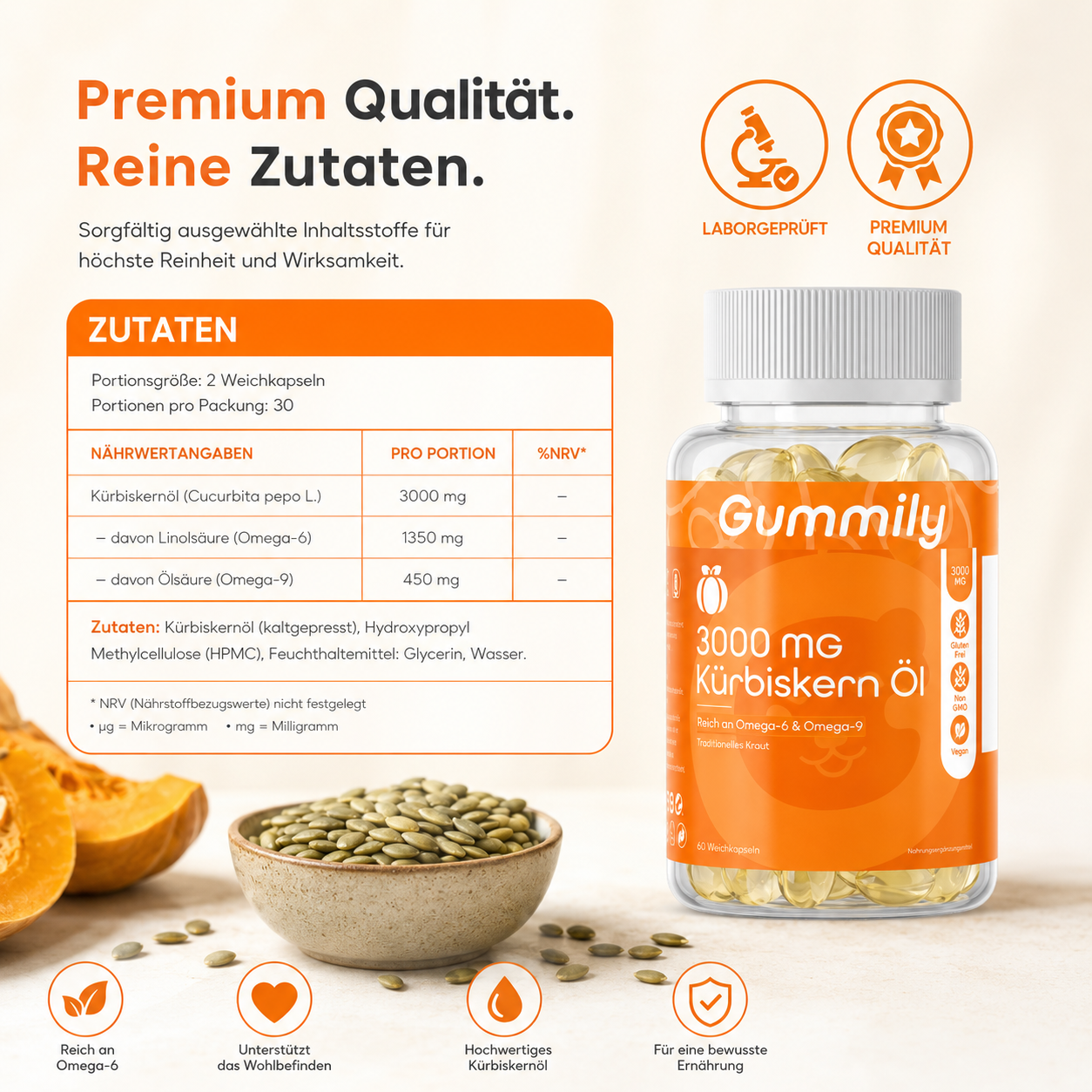 Pumpkin Seed Oil 3000mg | Cold-Pressed Vegan Softgels Lifestyle View - Quality Plant Based Daily Nutrition