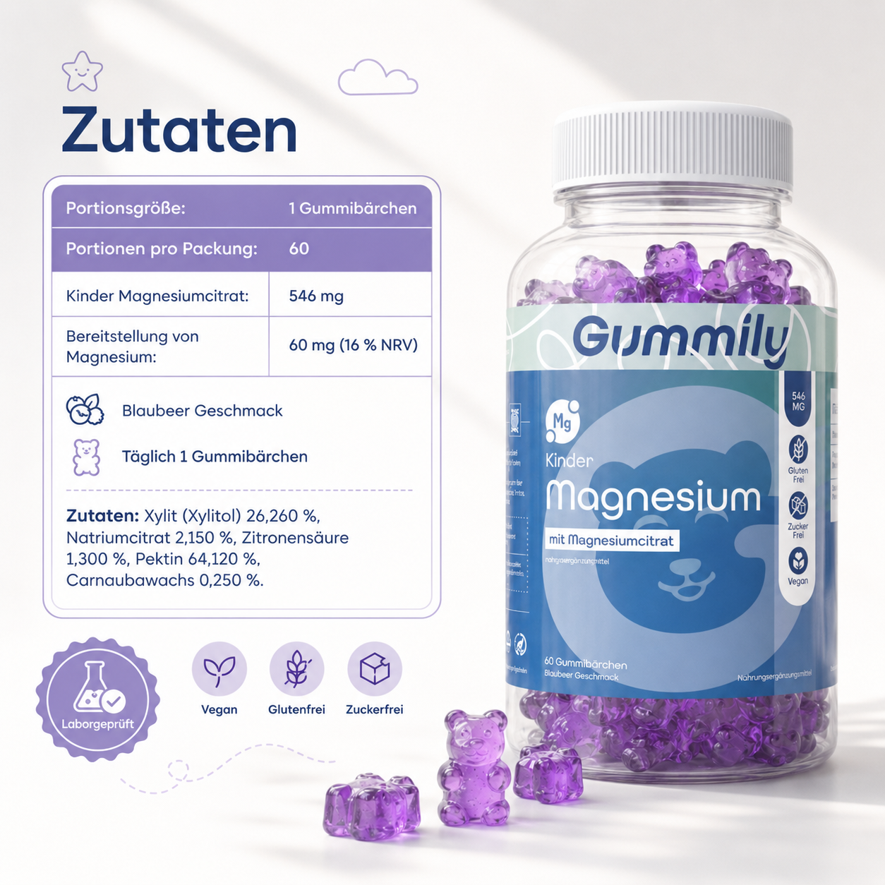 Magnesium-Gummibärchen für Kinder