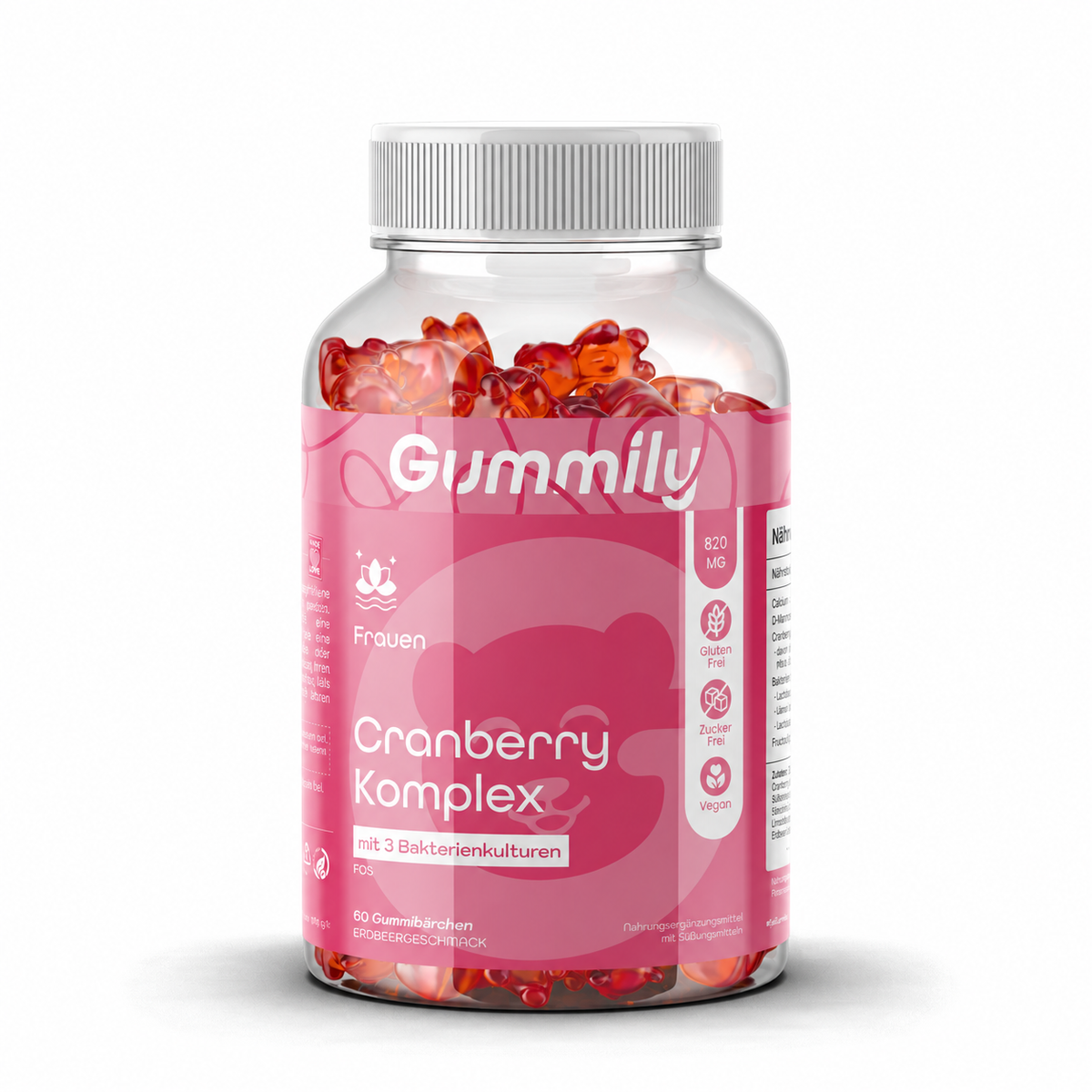 Calcium Gummies with Cultures & Cranberry – Strawberry, Vegan