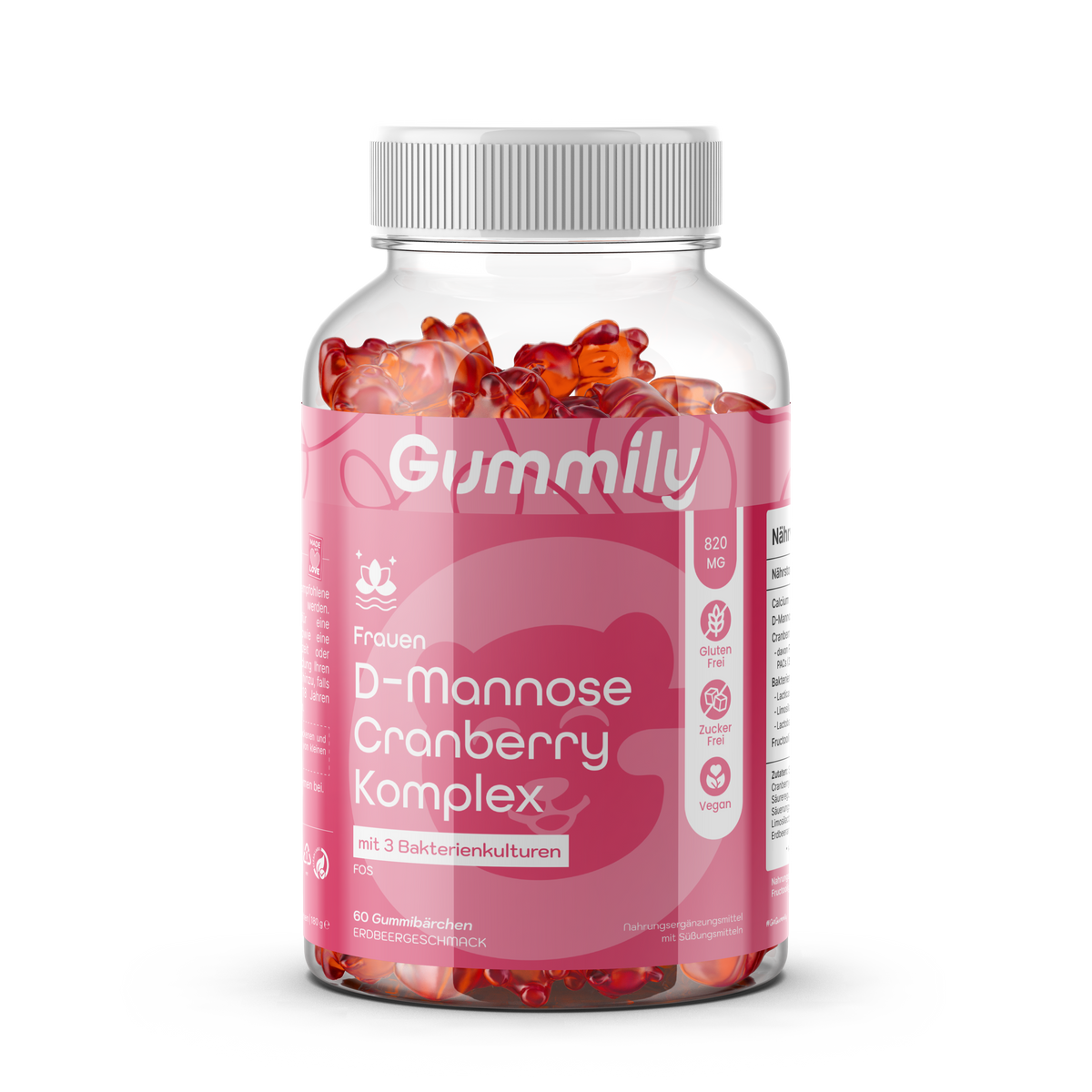 Calcium Gummies with Cultures & Cranberry – Strawberry, Vegan