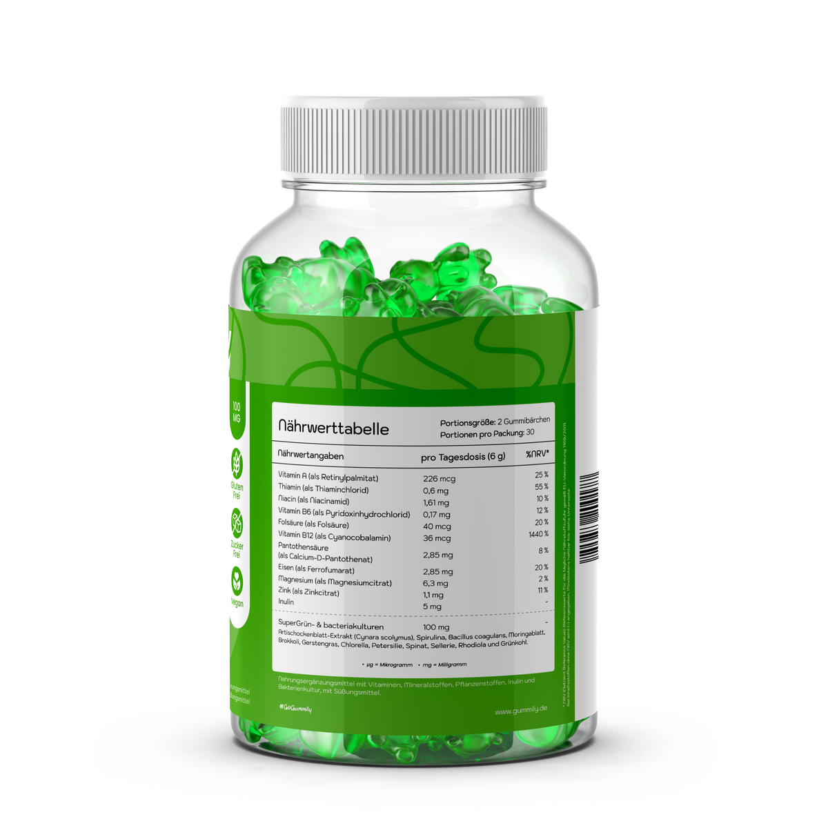 Green Vegetable Complex Gummies with Vitamins & Zinc – Apple