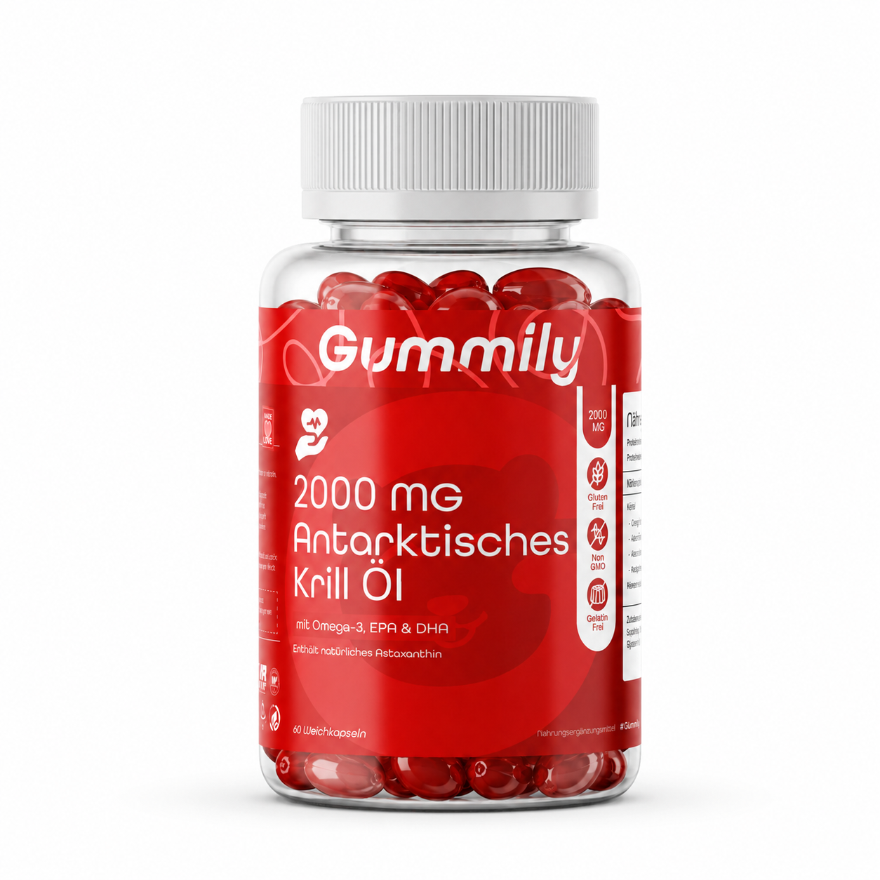 Antarctic Krill Oil 2000mg | Omega-3 EPA & DHA Premium Supplement Bottle - Clean Front Product View