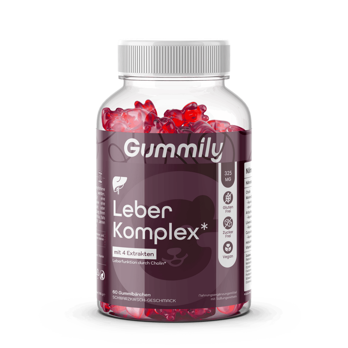 Cholin & Mariendistel Gummibärchen mit Vitamin B6 – Schwarze Kirsche