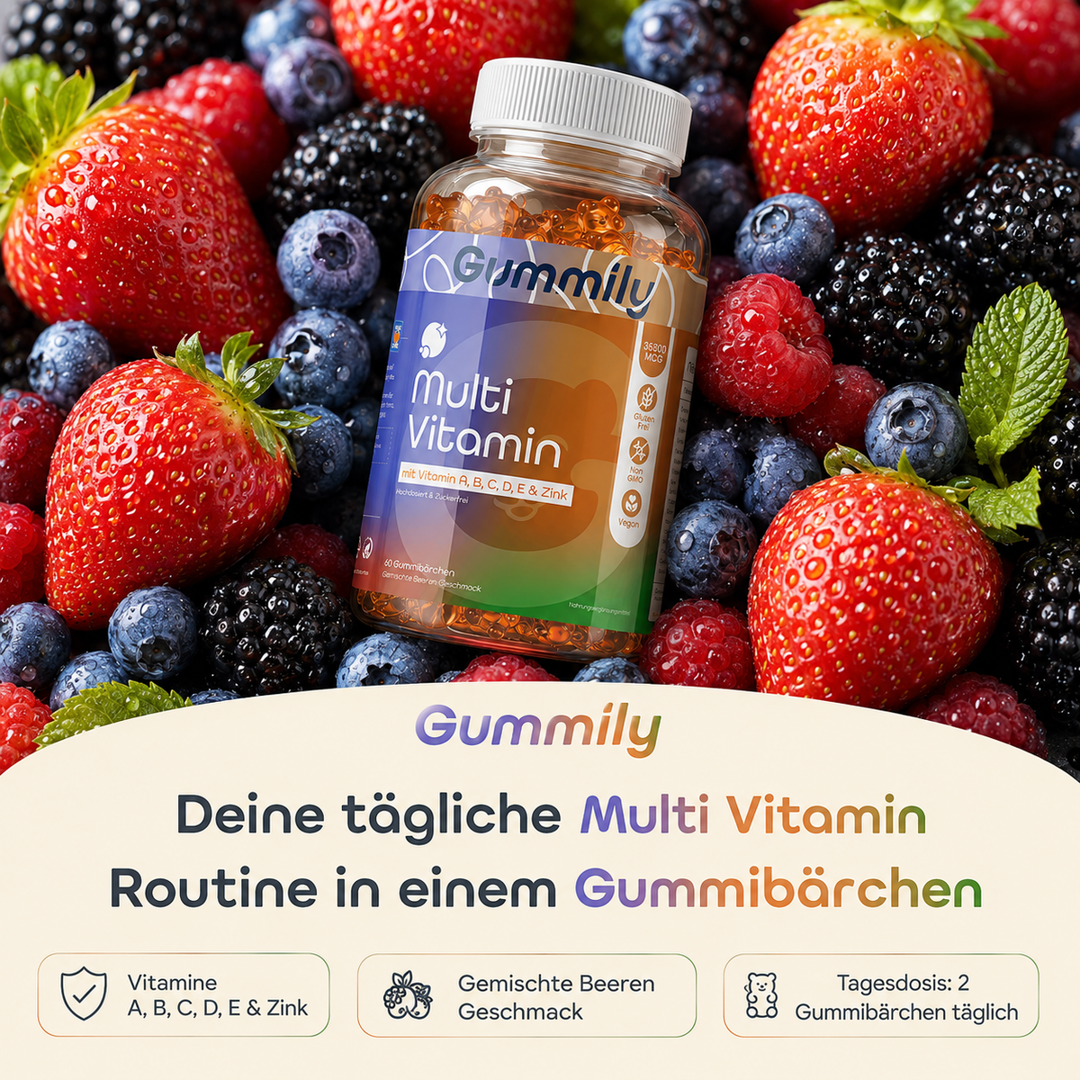 Multivitamin Gummies for Adults – Berry, Sugar-Free