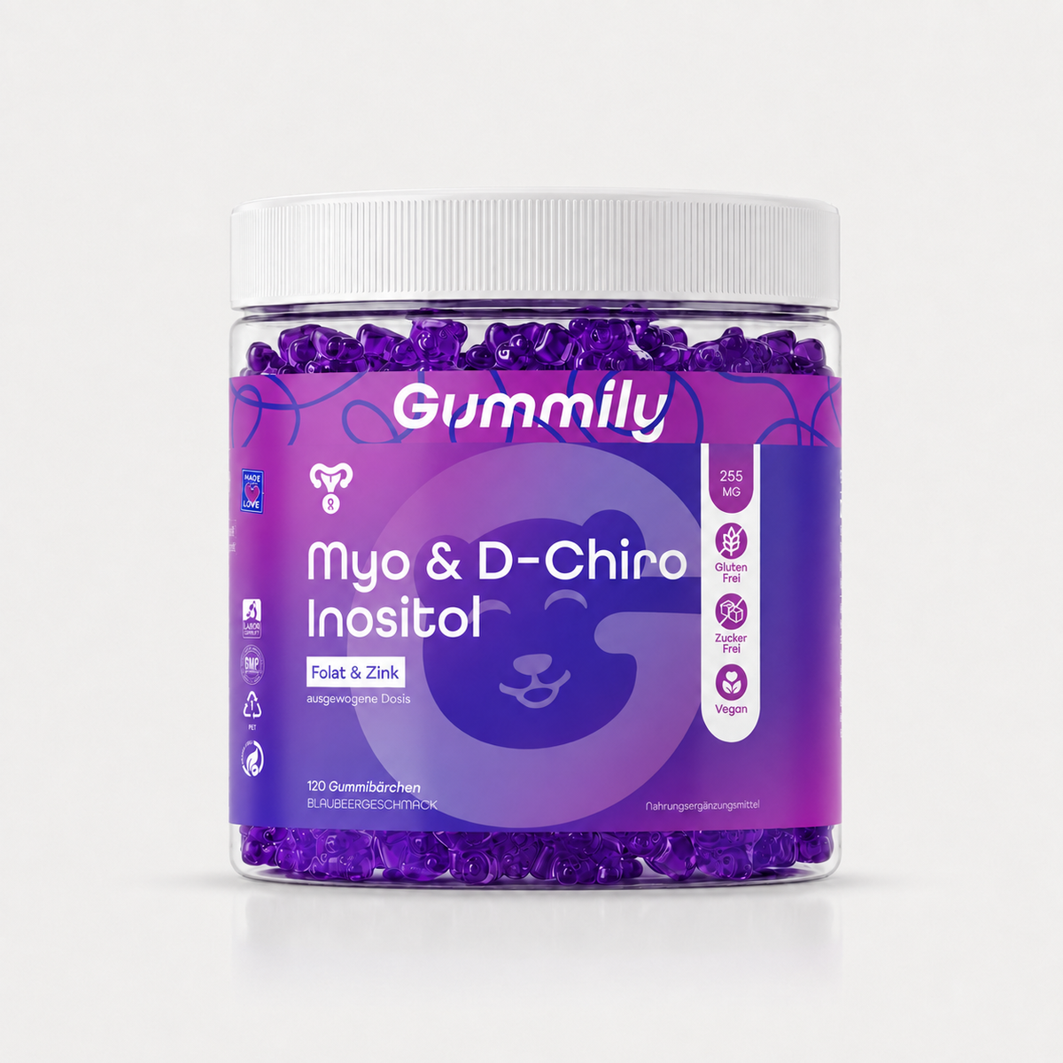 Myo- & D-Chiro-Inositol Gummibärchen 40:1 mit Zink & Folsäure – Heidelbeere