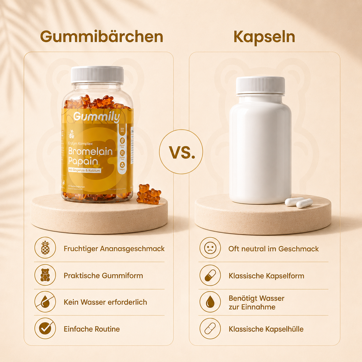 Fortgeschrittene Enzym-Gummibärchen mit Kalzium - Ananasgeschmack