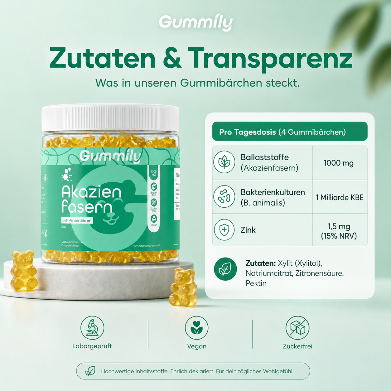 Acacia Fiber & Zinc Gummies Gummy Supplement - Eco-Friendly Brand Packaging View
