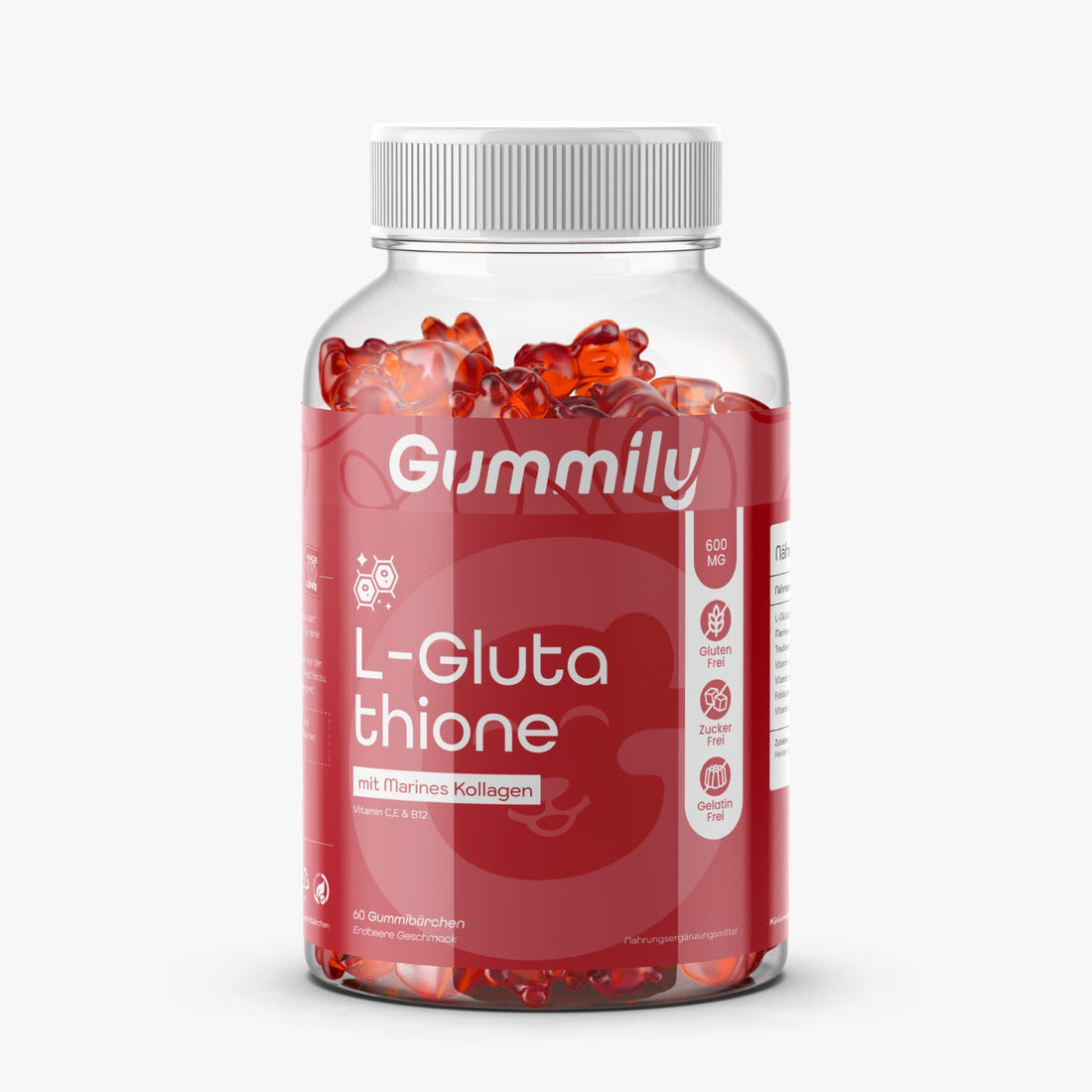 L-Glutathion Gummibärchen mit marinem Kollagen von Gummily – Vorderansicht der Dose