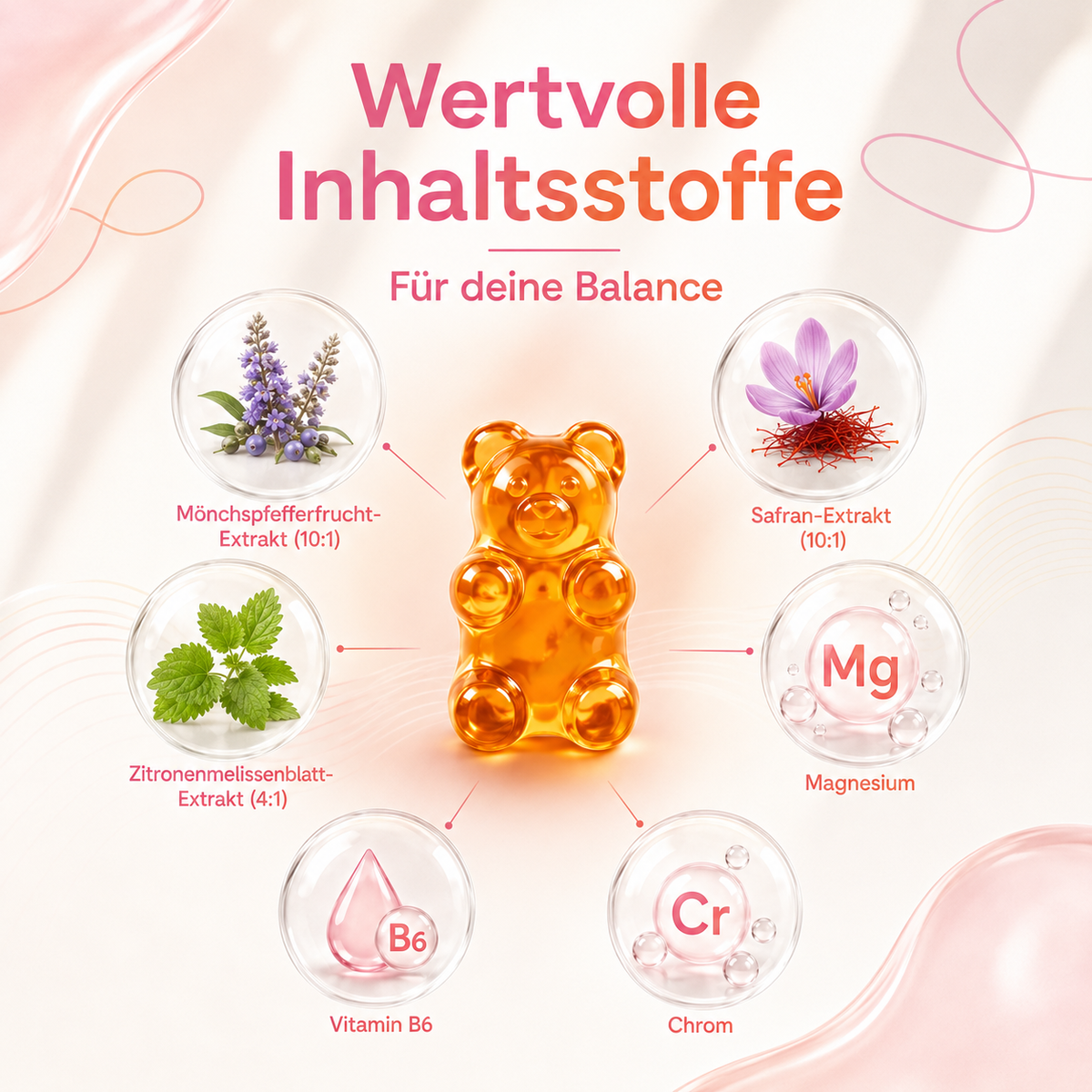 PMS Komplex Gummibärchen mit Mönchspfeffer & Safran – Orange