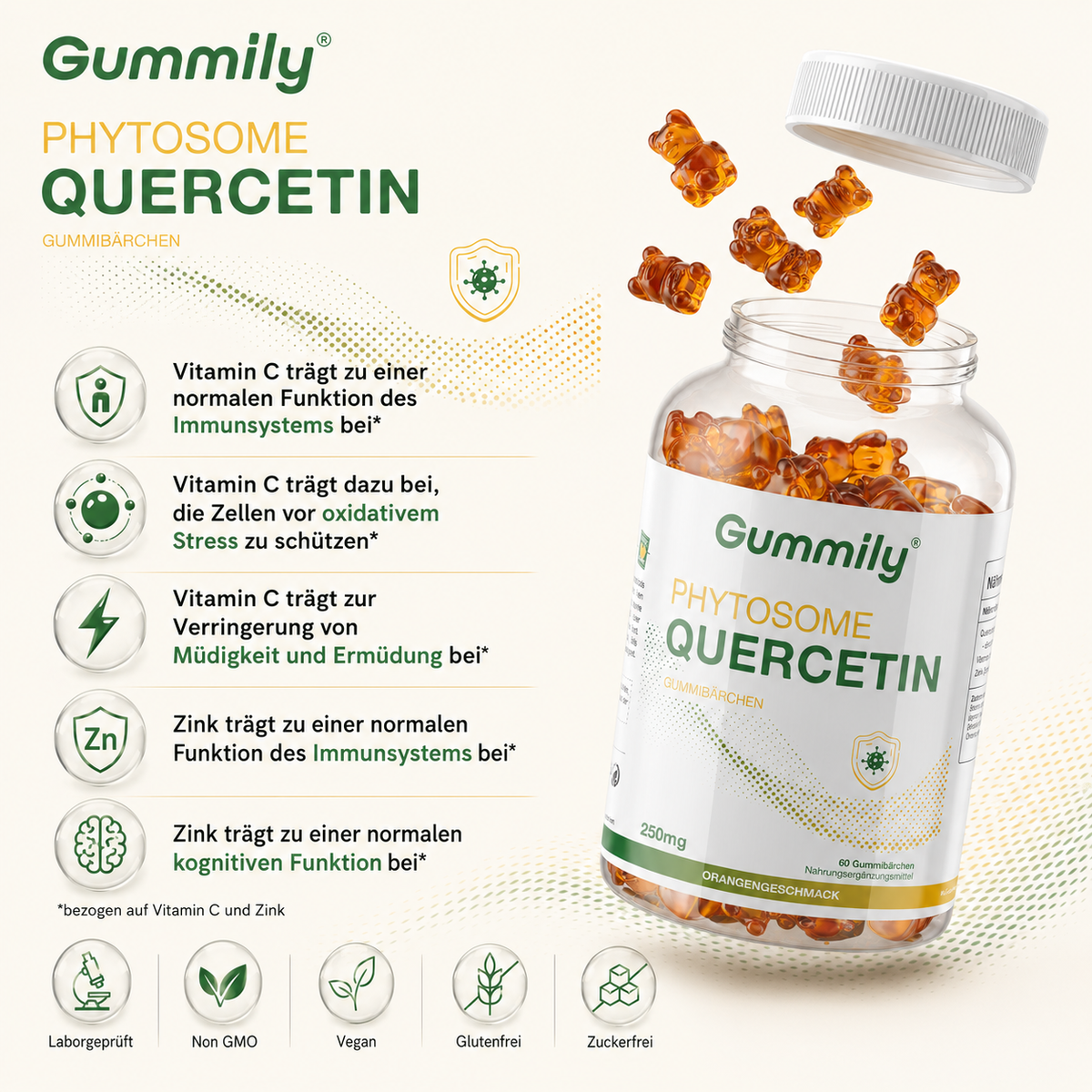 Quercetin Phytosome Gummies with Vitamin C & Zinc – Orange